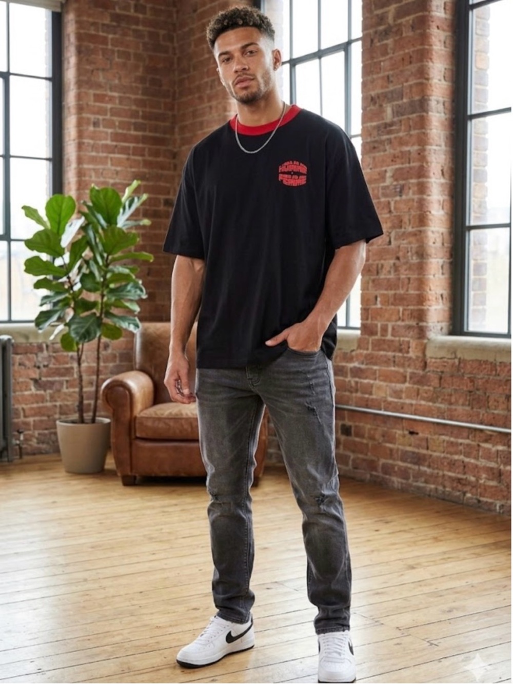 Homme + Femme Logo T-shirt Black/Red NWOT Size XL